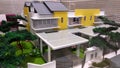 Miniature scale model of double story terrace house complete with interior furniture.