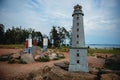 Models of Finnish lighthouses in Kotka, Finland.