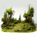 Miniature Sculpture: 3d Green Forest Scenery With Realistic Grass