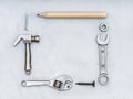 Miniature set of essential hand tools and fasteners