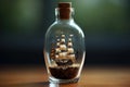 Miniature Miniature ship bottle. Generate Ai
