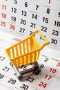 Miniature Shopping Trolley on Calendar Royalty Free Stock Photo