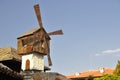 Miniature small windmill on roof in Sozopol, Bulgaria