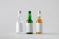Miniature Spirits / Liquor Bottle Mock-Up - Three Bottles. Blank Label Royalty Free Stock Photo