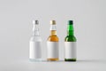 Miniature Spirits / Liquor Bottle Mock-Up - Three Bottles. Blank Label Royalty Free Stock Photo