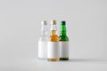 Miniature Spirits / Liquor Bottle Mock-Up - Three Bottles. Blank Label Royalty Free Stock Photo