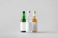Miniature Spirits / Liquour Bottle Mock-Up - Three Bottles. Blank Label Royalty Free Stock Photo