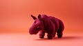 Maroon Knitted Rhino Toy On Bold Orange Background