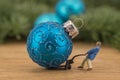Miniature of storeman and christmas balls Royalty Free Stock Photo