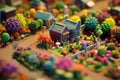 miniature,Super cute clay world,isometric view of garden. generative ai AIG32