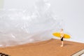 Miniature Surfer Confronting Plastic Waste Royalty Free Stock Photo