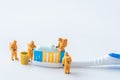 miniature technical team are monitoring contaminants in toothpaste Royalty Free Stock Photo