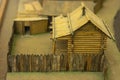 miniature toy house in the garden. Wooden houses in the village handmade housework