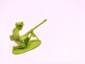 Miniature toy soldier on white background, close-up Royalty Free Stock Photo