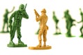 miniature toy soldiers on white background, close-up Royalty Free Stock Photo