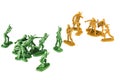 miniature toy soldiers on white background, close-up Royalty Free Stock Photo