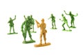 miniature toy soldiers on white background, close-up Royalty Free Stock Photo