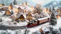 Miniature Toy Winter Landscape with Locomotive