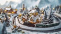 Miniature Toy Winter Landscape with Railway