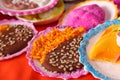 Miniature traditional plates of food used as decoration for Day of the Dead holiday