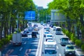 A miniature traffic jam at the avenue daytime in the downtown tiltshift Royalty Free Stock Photo