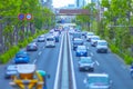 A miniature traffic jam at the avenue daytime in the downtown tiltshift Royalty Free Stock Photo