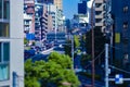 A miniature traffic jam at the city street in Tokyo tiltshift