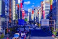 A miniature traffic at the urban street behind Tokyo tower tiltshift