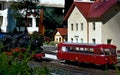 Miniature train station Cervena Skala at the MiniSlovakia Park in Liptovsky Jan.