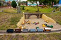 Miniature train on track at a park