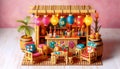 A miniature tropical tiki hut dollhouse, AI generated image Royalty Free Stock Photo