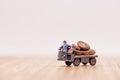 Miniature truck with driver loaded with coffee beans