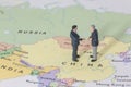 Miniature two businessman shakehand on china map Royalty Free Stock Photo