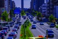 A miniature urban cityscape at Yamanote avenue in Tokyo tiltshift