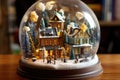 miniature village in a snow globe, winter wonderland Royalty Free Stock Photo