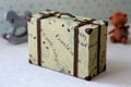 Miniature vintage suitcase for dolls Royalty Free Stock Photo