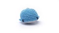 Miniature whale keychain in blue with white colors crocheted