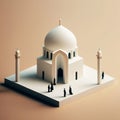 Miniature of a white mosque with peoples