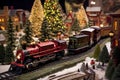 Miniature winter city with toy train