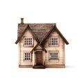 miniature wooden house on a white background, ai generative