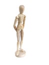 Miniature wooden model standing thoughtfully