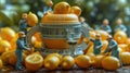 Miniature Workers Harvesting and Juicing Lemons Royalty Free Stock Photo