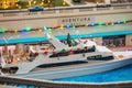 Miniature yacht Whats Next by Aventura Mall shot with macro lens Royalty Free Stock Photo