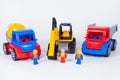 Miniatures of construction workers and trucks