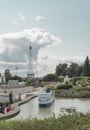 Miniatures at the park Mini-Europe.Ship and Eiffel Tower Royalty Free Stock Photo