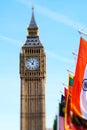 Miniaturised Shot Of Big Ben And Palace Of Westminster With Flags Royalty Free Stock Photo