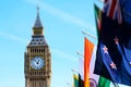 Miniaturised Shot Of Big Ben And Palace Of Westminster With Flags Royalty Free Stock Photo