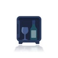 minibar icon on white, mini fridge vector