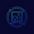 minibar line icon, mini fridge vector