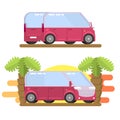 Minibus image in flat style